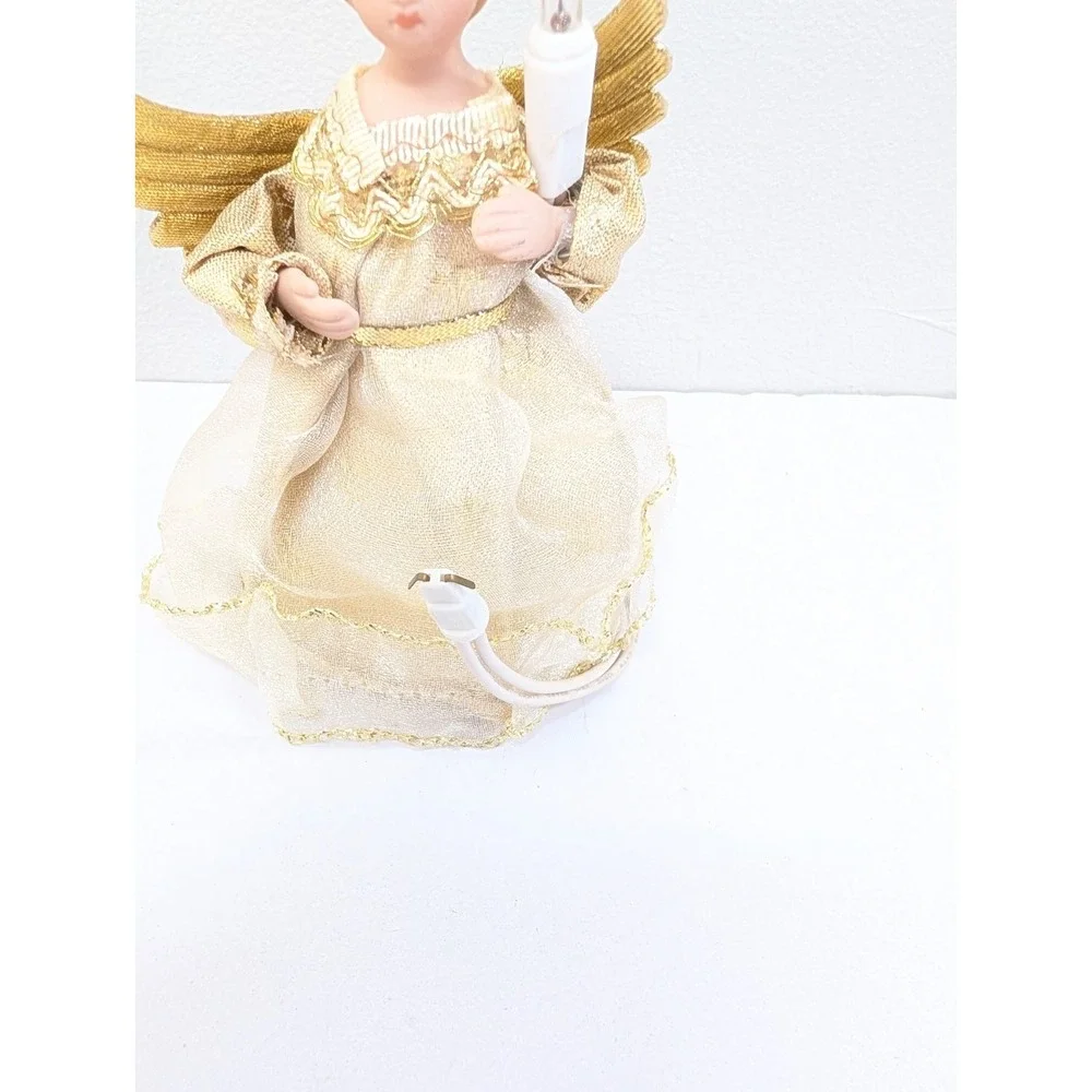 Vintage Lighted Bisque Porcelain Angel Christmas Tree Topper 5